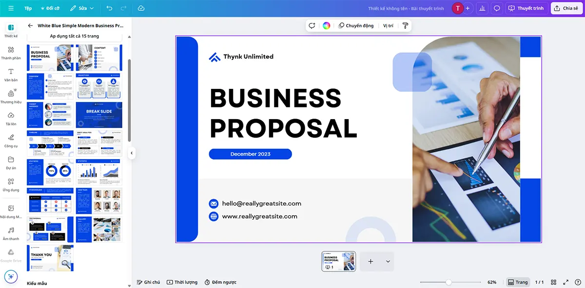Các bước làm slide thuyết trình văn phòng bằng Canva