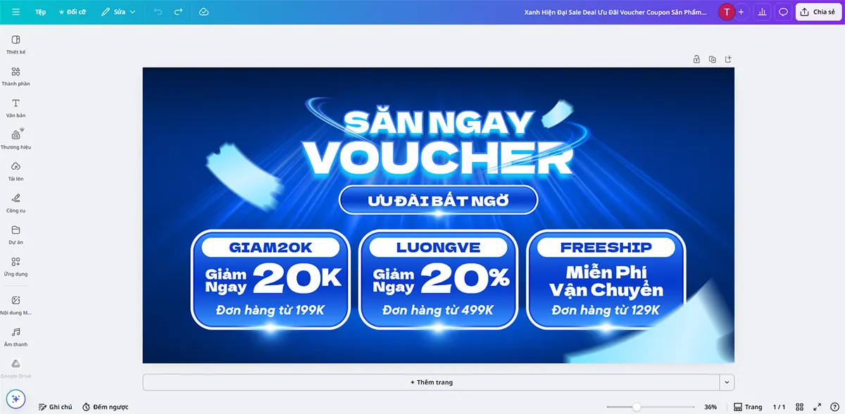 Thiết kế banner sàn Shopee Lazada Tiki trong Canva
