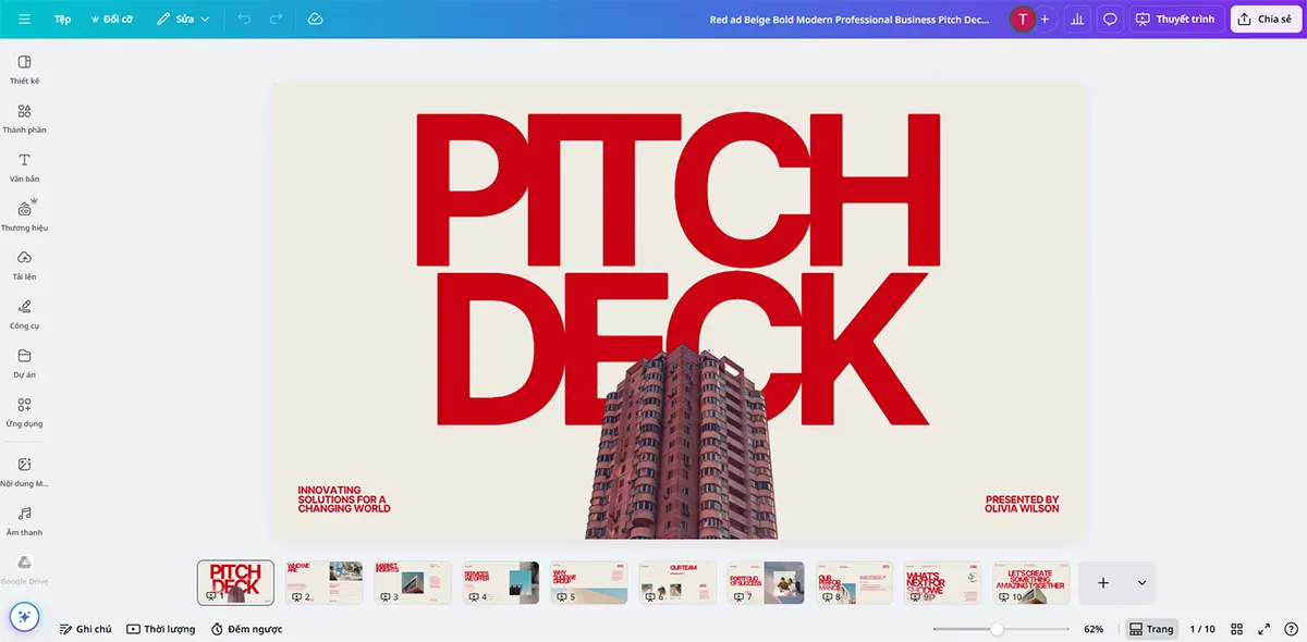 Pitch deck & proposal bằng Canva