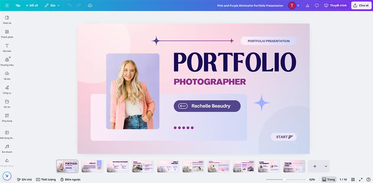 Portfolio & case study trong Canva