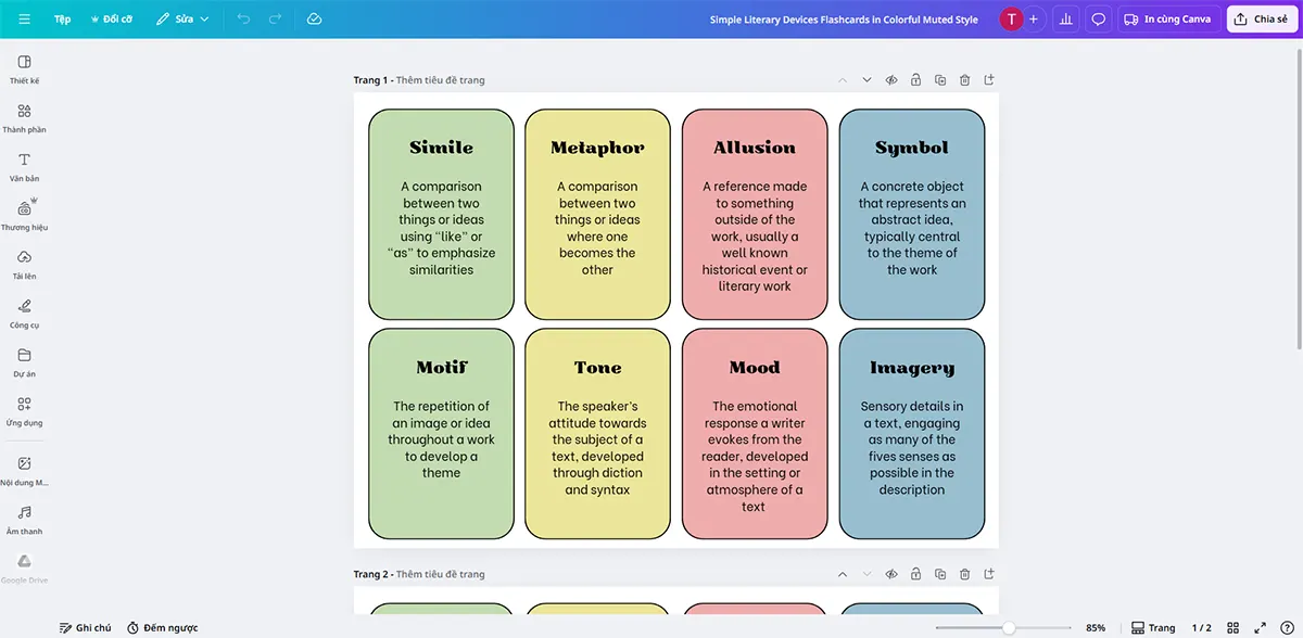 Tạo flashcard, mindmap, infographic trong Canva để ôn thi