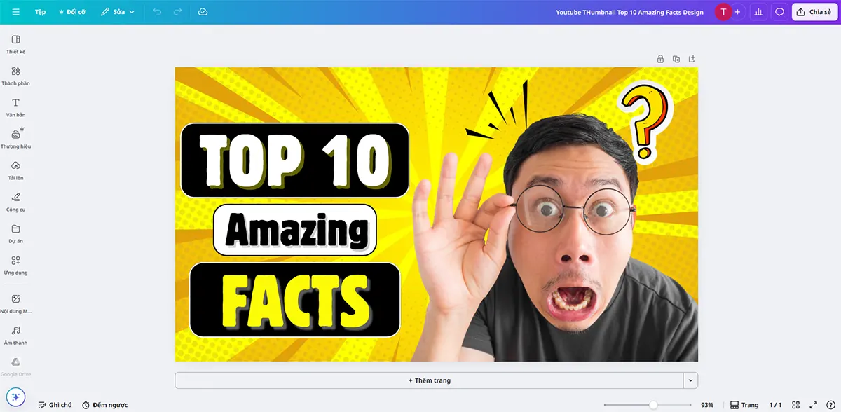 Thiết kế thumbnail YouTube trong Canva với chữ nổi và tương phản mạnh