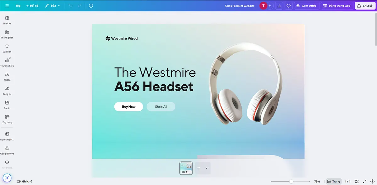 Thiết kế website landing page trong Canva cho startup
