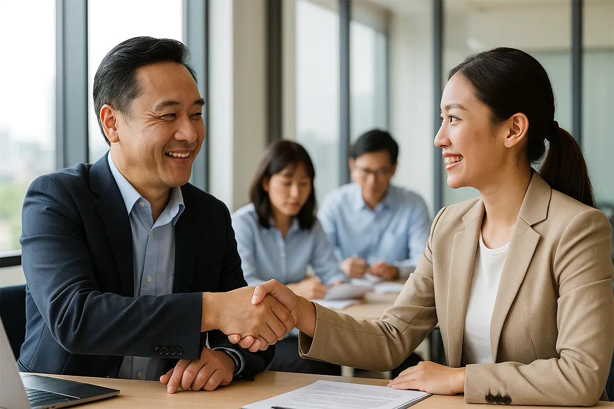 Sếp Việt mỉm cười bắt tay, ghi nhận nỗ lực của đồng nghiệp trong cuộc họp