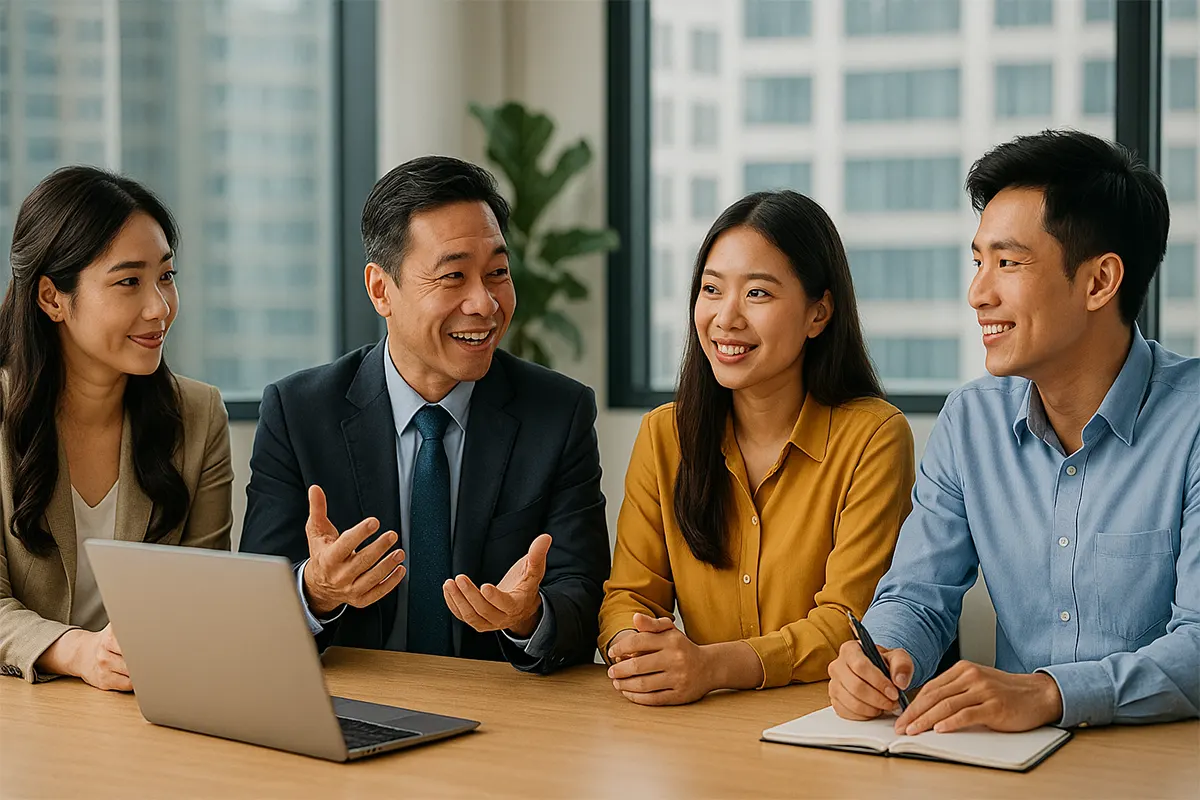 Đồng nghiệp đang làm việc hòa hợp trong văn phòng