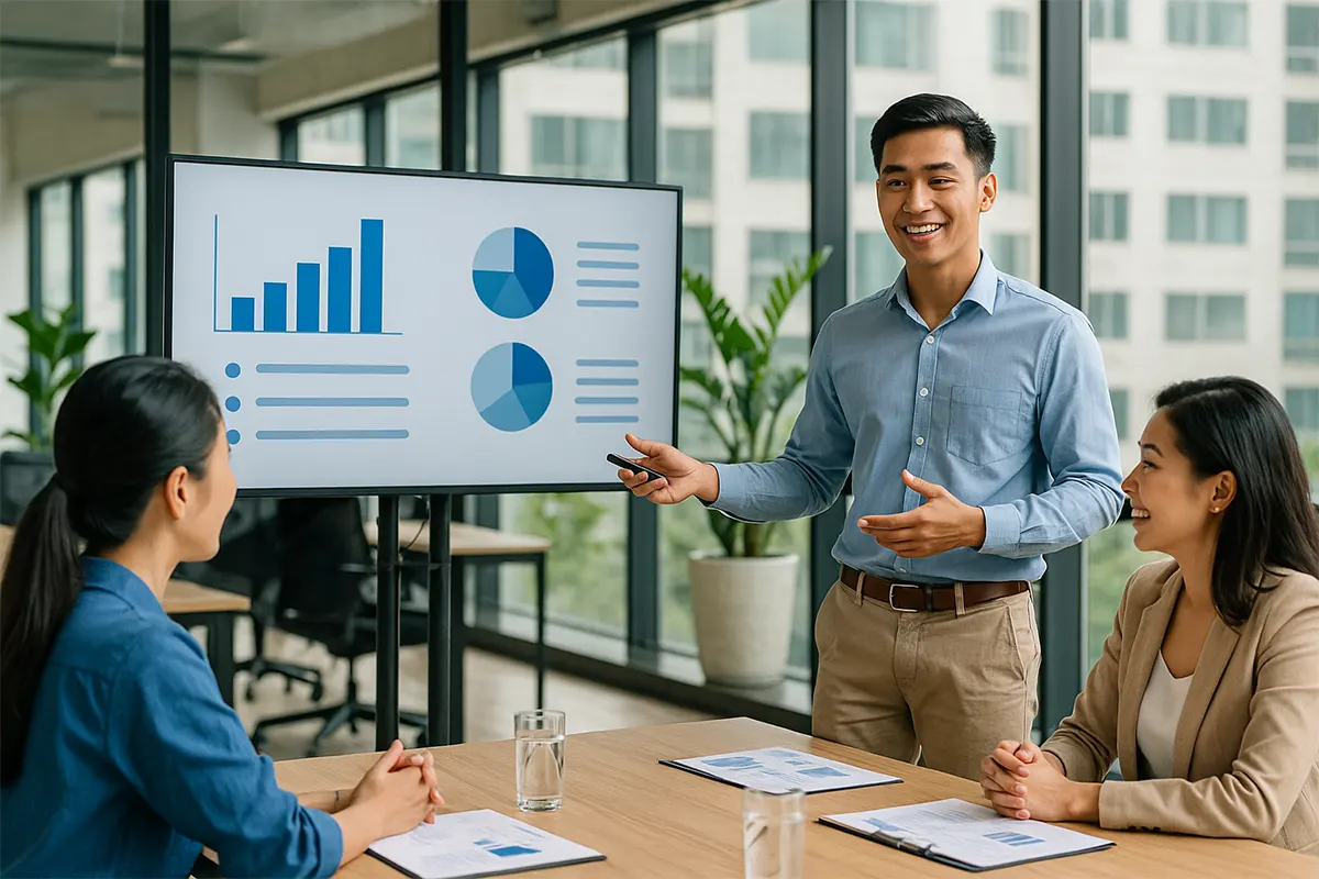 Kỹ năng thuyết trình cho người đi làm: trình bày tự tin, slide rõ ràng, xử lý câu hỏi khéo léo trong văn phòng Việt Nam