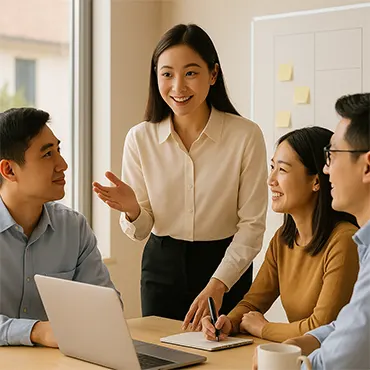 Nhà lãnh đạo người Việt đặt câu hỏi thân thiện cho đồng nghiệp trong cuộc họp
