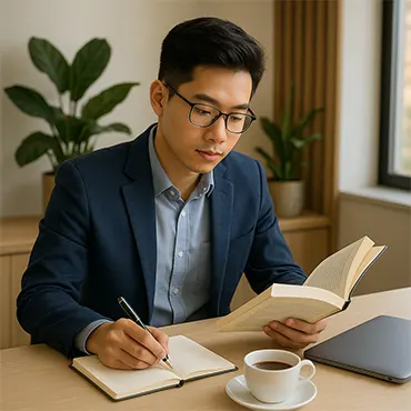 Đắc Nhân Tâm PDF tóm tắt: hình minh họa bạn trẻ người Việt đọc sách trong văn phòng