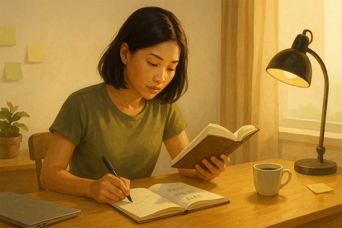 Người trẻ Việt Nam đang đọc sách Nghĩ Giàu Làm Giàu và ghi chú lại 13 nguyên tắc thay đổi cuộc đời